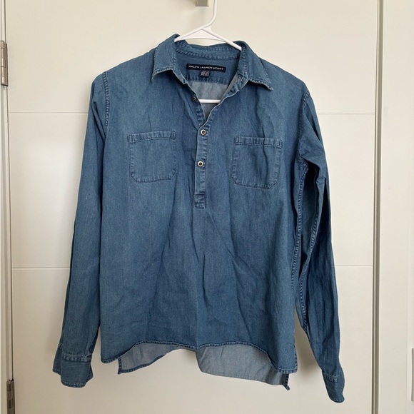 Ralph Lauren Sport Women’s Denim Jean Button Up Shirt Top - Medium - Picture 1 of 6